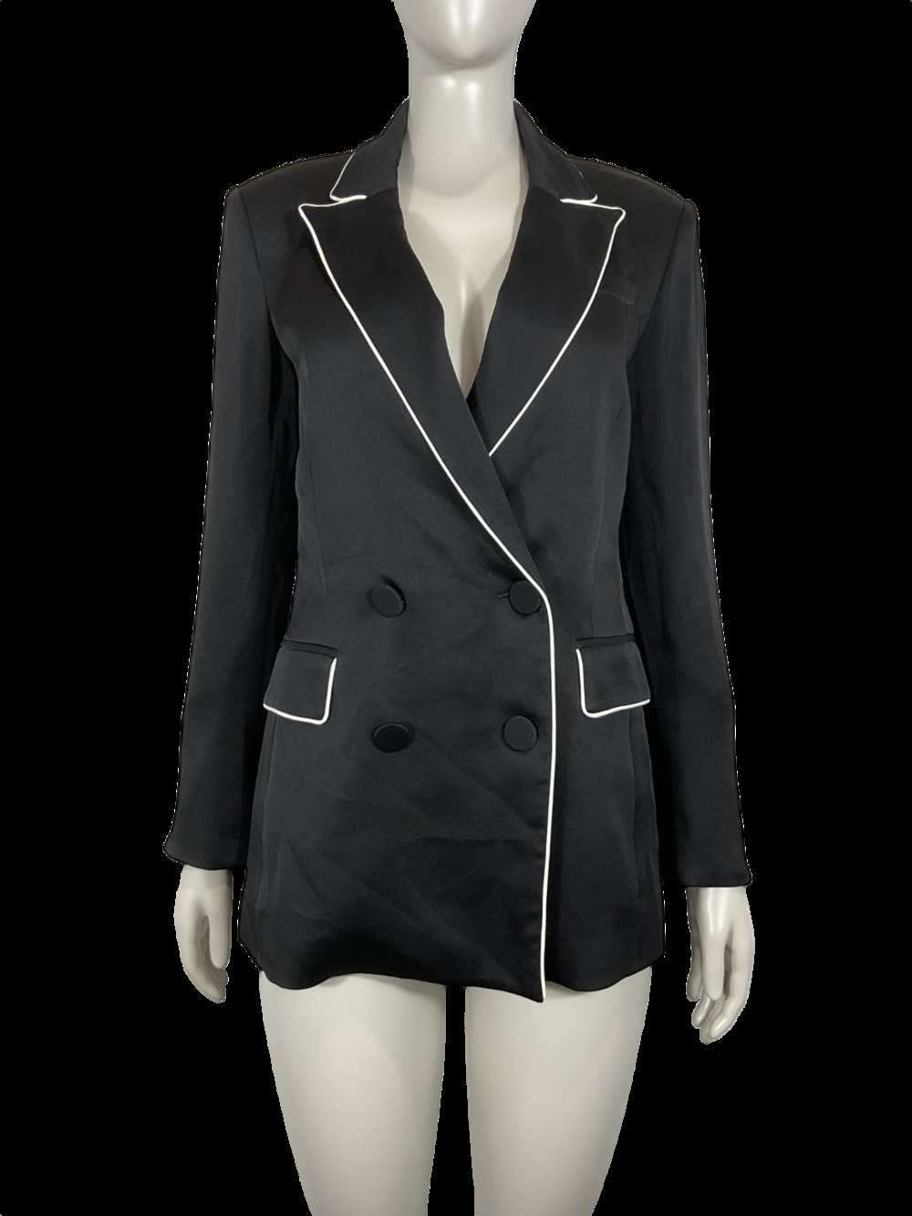 Veronica Beard Tailored Black Contrast Piping Blazer Size 2